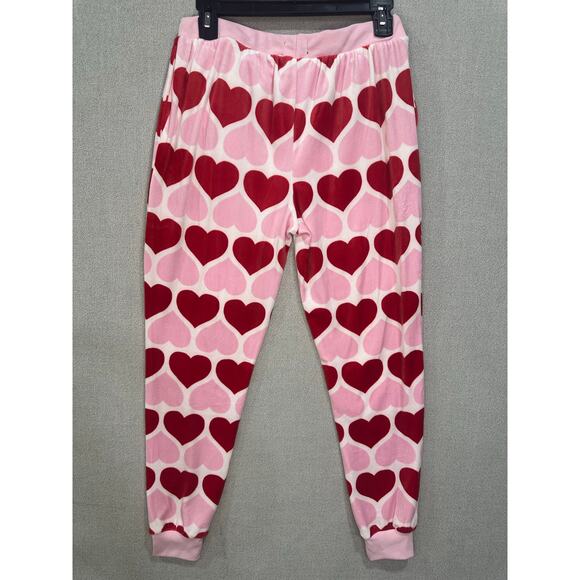 NWT Kate Spade Heart Print velour Pajama Set Small Pink Red Long Sleeve Joggers - Picture 15 of 15